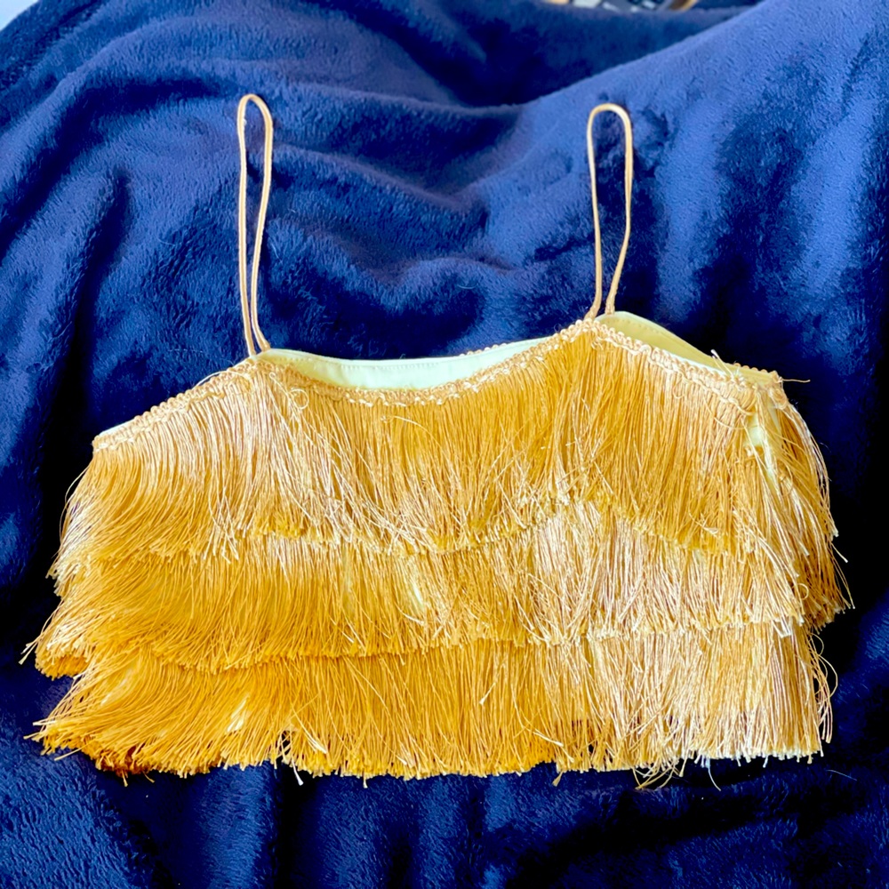 Gold fringe O-Mighty crop top size small